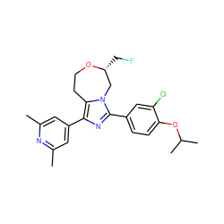 Cc1cc(-c2nc(-c3ccc(OC(C)C)c(Cl)c3)n3c2CCO[C@H](CF)C3)cc(C)n1 ZINC000221022528