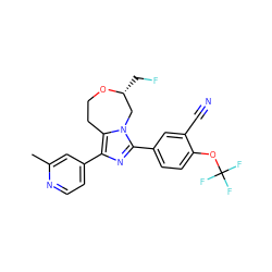 Cc1cc(-c2nc(-c3ccc(OC(F)(F)F)c(C#N)c3)n3c2CCO[C@H](CF)C3)ccn1 ZINC001772603887