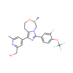 Cc1cc(-c2nc(-c3ccc(OC(F)(F)F)c(F)c3)n3c2CCO[C@H](C)C3)cc(CO)n1 ZINC001772609043