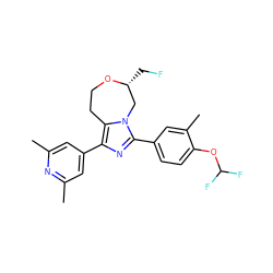 Cc1cc(-c2nc(-c3ccc(OC(F)F)c(C)c3)n3c2CCO[C@H](CF)C3)cc(C)n1 ZINC000221365305