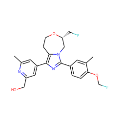 Cc1cc(-c2nc(-c3ccc(OCF)c(C)c3)n3c2CCO[C@H](CF)C3)cc(CO)n1 ZINC001772607784