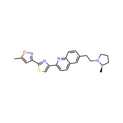 Cc1cc(-c2nc(-c3ccc4cc(CCN5CCC[C@H]5C)ccc4n3)cs2)no1 ZINC000049053199