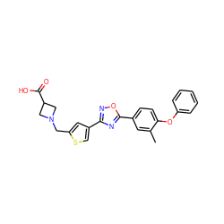 Cc1cc(-c2nc(-c3csc(CN4CC(C(=O)O)C4)c3)no2)ccc1Oc1ccccc1 ZINC000073278289