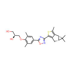 Cc1cc(-c2nc(-c3sc(C)c4c3C[C@@H]3[C@H]4C3(C)C)no2)cc(C)c1OC[C@@H](O)CO ZINC000036478400