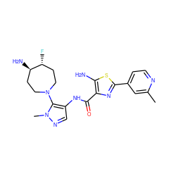 Cc1cc(-c2nc(C(=O)Nc3cnn(C)c3N3CC[C@@H](N)[C@H](F)CC3)c(N)s2)ccn1 ZINC000169699480