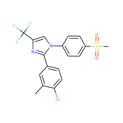 Cc1cc(-c2nc(C(F)(F)F)cn2-c2ccc(S(C)(=O)=O)cc2)ccc1Cl ZINC000013762132