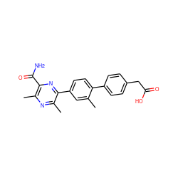 Cc1cc(-c2nc(C(N)=O)c(C)nc2C)ccc1-c1ccc(CC(=O)O)cc1 ZINC000103298714