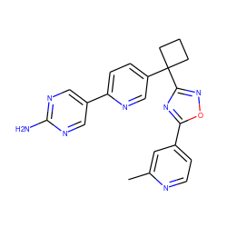 Cc1cc(-c2nc(C3(c4ccc(-c5cnc(N)nc5)nc4)CCC3)no2)ccn1 ZINC000096175506