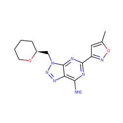 Cc1cc(-c2nc(N)c3nnn(C[C@@H]4CCCCO4)c3n2)no1 ZINC000084707500