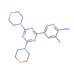 Cc1cc(-c2nc(N3CCOCC3)nc(N3CCOCC3)n2)cnc1N ZINC001245535842