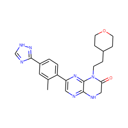 Cc1cc(-c2nc[nH]n2)ccc1-c1cnc2c(n1)N(CCC1CCOCC1)C(=O)CN2 ZINC000113192031