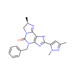 Cc1cc(-c2nc3c([nH]2)C2=N[C@H](C)CN2C(=O)N3Cc2ccccc2)n(C)n1 ZINC000072111266