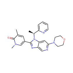 Cc1cc(-c2nc3cnc(N4CCOCC4)cc3n2[C@@H](C)c2ccccn2)cn(C)c1=O ZINC001772639963