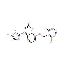 Cc1cc(-c2ncc(C)n2C)c2cccc(OCc3c(Cl)cncc3Cl)c2n1 ZINC000043069423