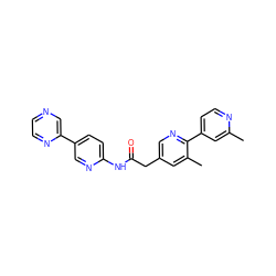 Cc1cc(-c2ncc(CC(=O)Nc3ccc(-c4cnccn4)cn3)cc2C)ccn1 ZINC000095930187