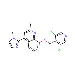 Cc1cc(-c2nccn2C)c2cccc(OCc3c(Cl)cncc3Cl)c2n1 ZINC000043071697