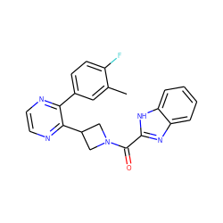 Cc1cc(-c2nccnc2C2CN(C(=O)c3nc4ccccc4[nH]3)C2)ccc1F ZINC000139828033