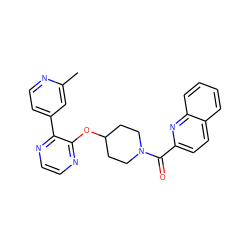 Cc1cc(-c2nccnc2OC2CCN(C(=O)c3ccc4ccccc4n3)CC2)ccn1 ZINC000096168935