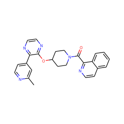 Cc1cc(-c2nccnc2OC2CCN(C(=O)c3nccc4ccccc34)CC2)ccn1 ZINC000096168936