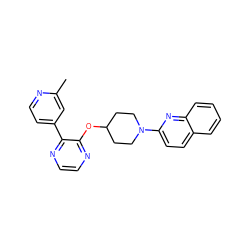 Cc1cc(-c2nccnc2OC2CCN(c3ccc4ccccc4n3)CC2)ccn1 ZINC000096168788