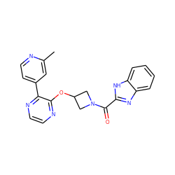 Cc1cc(-c2nccnc2OC2CN(C(=O)c3nc4ccccc4[nH]3)C2)ccn1 ZINC000096168848