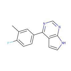 Cc1cc(-c2ncnc3[nH]ccc23)ccc1F ZINC000063539384