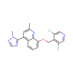 Cc1cc(-c2ncnn2C)c2cccc(OCc3c(Cl)cncc3Cl)c2n1 ZINC000043059482