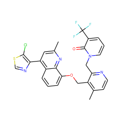 Cc1cc(-c2ncsc2Cl)c2cccc(OCc3c(C)ccnc3Cn3cccc(C(F)(F)F)c3=O)c2n1 ZINC000043011183