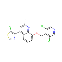 Cc1cc(-c2ncsc2Cl)c2cccc(OCc3c(Cl)cncc3Cl)c2n1 ZINC000043076061