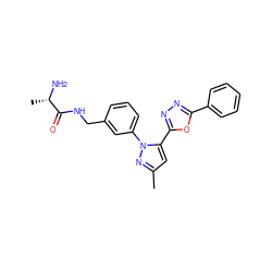 Cc1cc(-c2nnc(-c3ccccc3)o2)n(-c2cccc(CNC(=O)[C@H](C)N)c2)n1 ZINC000040395355