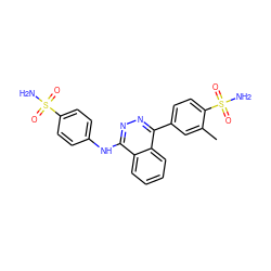 Cc1cc(-c2nnc(Nc3ccc(S(N)(=O)=O)cc3)c3ccccc23)ccc1S(N)(=O)=O ZINC000095592898