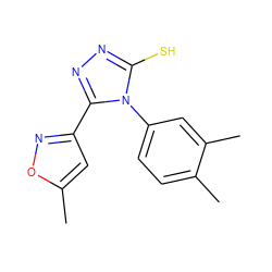 Cc1cc(-c2nnc(S)n2-c2ccc(C)c(C)c2)no1 ZINC000007089668