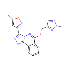 Cc1cc(-c2nnc3c4ccccc4c(OCc4cnn(C)n4)nn23)no1 ZINC000013560500