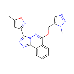 Cc1cc(-c2nnc3c4ccccc4c(OCc4cnnn4C)nn23)no1 ZINC000013560501