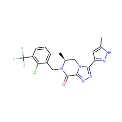 Cc1cc(-c2nnc3n2C[C@H](C)N(Cc2cccc(C(F)(F)F)c2Cl)C3=O)n[nH]1 ZINC000219167968