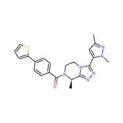 Cc1cc(-c2nnc3n2CCN(C(=O)c2ccc(-c4cccs4)cc2)[C@@H]3C)n(C)n1 ZINC000142907906