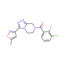 Cc1cc(-c2nnc3n2CCN(C(=O)c2cccc(Cl)c2Cl)C3)no1 ZINC000095565098