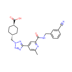 Cc1cc(-c2nnn(C[C@H]3CC[C@H](C(=O)O)CC3)n2)cc(C(=O)NCc2cccc(C#N)c2)n1 ZINC000253678104