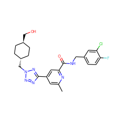 Cc1cc(-c2nnn(C[C@H]3CC[C@H](CO)CC3)n2)cc(C(=O)NCc2ccc(F)c(Cl)c2)n1 ZINC000653688507