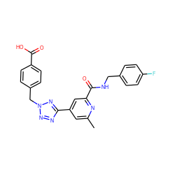 Cc1cc(-c2nnn(Cc3ccc(C(=O)O)cc3)n2)cc(C(=O)NCc2ccc(F)cc2)n1 ZINC000045347649