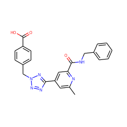 Cc1cc(-c2nnn(Cc3ccc(C(=O)O)cc3)n2)cc(C(=O)NCc2ccccc2)n1 ZINC000045354560