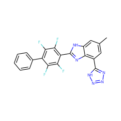 Cc1cc(-c2nnn[nH]2)c2nc(-c3c(F)c(F)c(-c4ccccc4)c(F)c3F)[nH]c2c1 ZINC000144709247