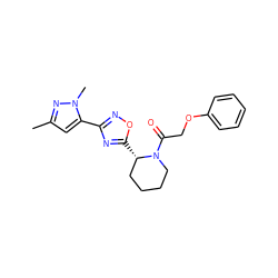 Cc1cc(-c2noc([C@H]3CCCCN3C(=O)COc3ccccc3)n2)n(C)n1 ZINC000143816616