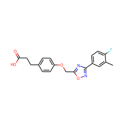 Cc1cc(-c2noc(COc3ccc(CCC(=O)O)cc3)n2)ccc1F ZINC000170602547