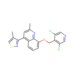 Cc1cc(-c2nscc2C)c2cccc(OCc3c(Cl)cncc3Cl)c2n1 ZINC000043079843