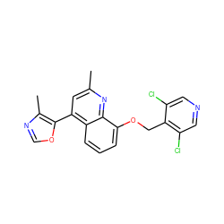 Cc1cc(-c2ocnc2C)c2cccc(OCc3c(Cl)cncc3Cl)c2n1 ZINC000043021703