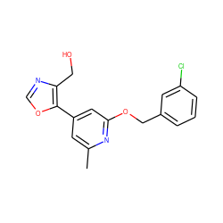 Cc1cc(-c2ocnc2CO)cc(OCc2cccc(Cl)c2)n1 ZINC000036352022