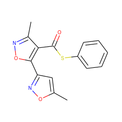 Cc1cc(-c2onc(C)c2C(=O)Sc2ccccc2)no1 ZINC000000124621