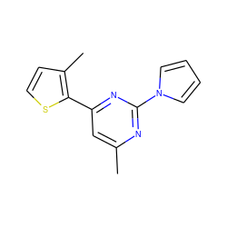 Cc1cc(-c2sccc2C)nc(-n2cccc2)n1 ZINC000004088706