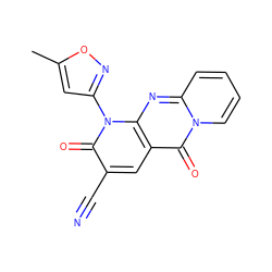 Cc1cc(-n2c(=O)c(C#N)cc3c(=O)n4ccccc4nc32)no1 ZINC000002433856